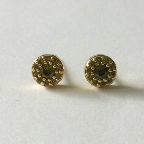 Was 65 KATE SPADE Something Sparkly Pave Stud Earrings Green - 10K Gold - NWT - Picture 6 of 16
